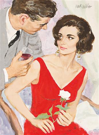 MARK MILLER (1935-2008) Red wine and red dress.